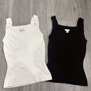 Reiss Black and White Sweater Ribbed Tank Tops
